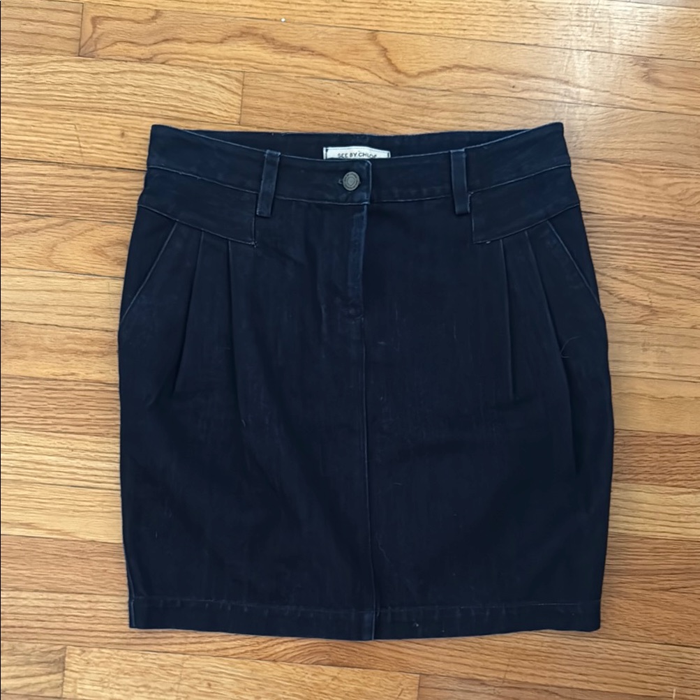 See By Chloe, Blue Denim Mini Pencil Skirt